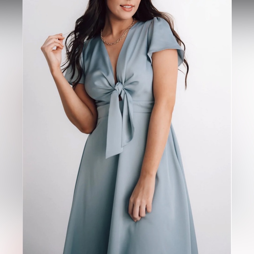 Light Blue Baltic Born poppy Satin Mid length dress